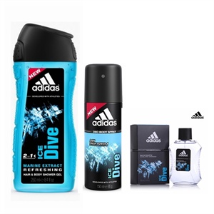 阿迪达斯 adidas男士香水100ml+止汗喷雾+沐浴露组合3件套 冰点