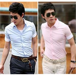 BL 双层领子 休闲 男士衬衫 短袖