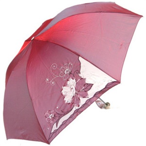 天堂伞09325E珠雨缤纷变色龙亮片绣花三折超轻遮阳晴雨伞A0679