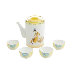长物志【轻罗】手绘团扇侍女骨瓷茶具