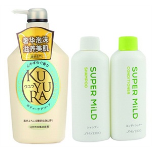 资生堂 可悠然沐浴露(恬静清香)550ml惠润随身装（绿野芳香）50ml*2