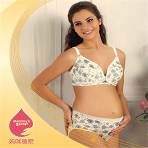 妈咪秘密 前开扣哺乳印花文胸80B 白色