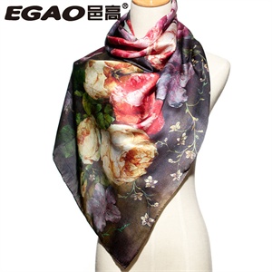邑高EGAO正品 真丝喷绘长丝巾围巾 23203