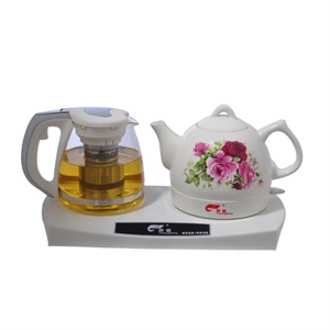 创盛陶瓷电热水壶套壶CS-268A 玫瑰花 烧水壶+泡茶壶