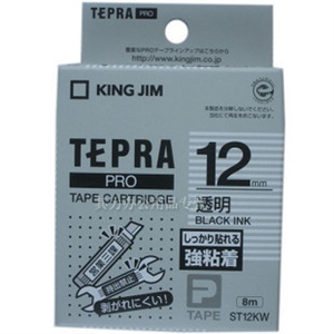 锦宫标签带◆TEPRA锦宫ST12KW标签机色带 12mm透明底黑字