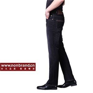 【nonbrand】复古麻黑色丝光棉舒滑商务牛仔裤