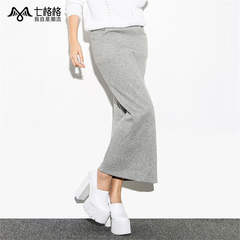 【七格格 冬百搭修身长款半身裙 <em>时尚</em>休闲毛呢