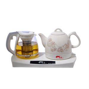 创盛陶瓷电热水壶套壶CS-268B 金边荷叶 烧水壶+泡茶壶