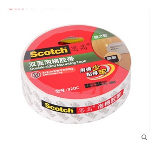 3M 思高 320C 泡棉高效双面胶带 36mm*5.5m 超强力双面胶海绵胶