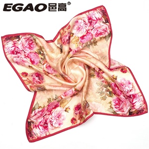 邑高EGAO正品 高档真丝喷绘油画加厚小方巾 21203