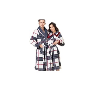 绮瑞家居服2011冬装珊瑚绒情侣格子睡袍QC36557 QC46619