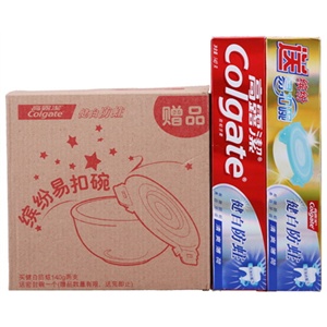 高露洁 健白防蛀双支装牙膏140克送玻璃碗