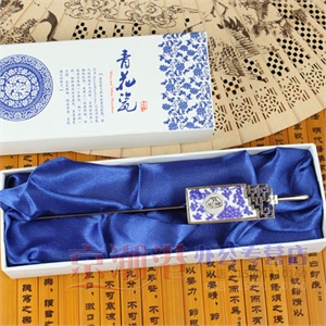 青花瓷 方型真瓷书签 送老师出国商务礼品纪念品 涉外礼品