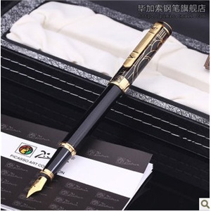 毕加索钢笔 S-902绅士黑镀金雕铱金钢笔/墨水笔