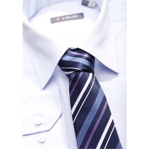 【nonbrand】高端100%桑蚕丝紫蓝相间条纹领带13