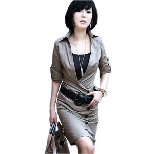 尚贵华 2011新品 V领修身长裙+吊带+腰带 休闲套装三件套