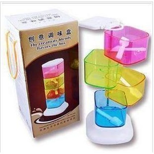 创意调味盒 彩色调味罐 旋转式调味罐 调料盒 调味架套装