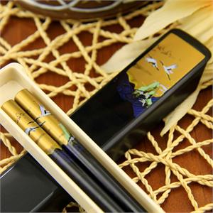 馨赏家 美克美家出品 黑底仙鹤日式筷盒套装