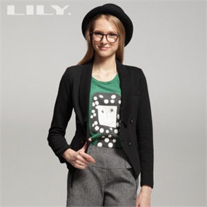 LILY 专柜正品 2011春秋 黑色 修身简约燕尾百搭款 长袖西装