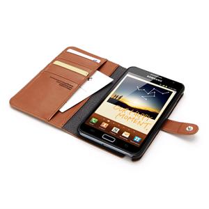 SGP复古钱包式 i9220 i9288 GALAXY Note 皮套手机套保护套 棕色