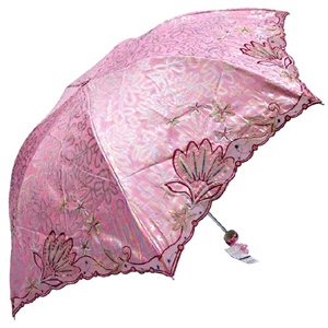 天堂伞 防紫外线遮阳伞晴雨伞3101E春华秋实 三折超轻防晒绣花伞