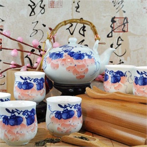 硕果累累 景德镇陶瓷功夫茶具套装 青花瓷 手绘 高档礼品