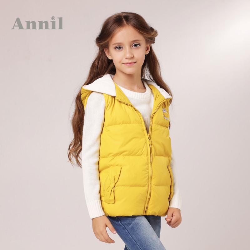 【<em>安奈儿</em>童装 <em>女童羽绒马夹</em>2014秋冬新款 连帽