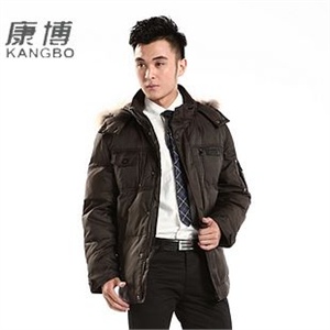 2011新款 KB1139 康博羽绒服 正品 男休闲毛帽直摆