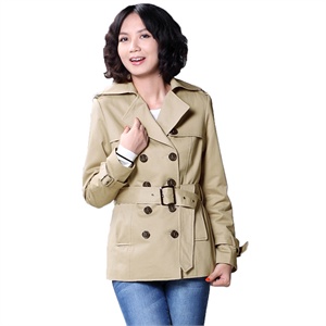 【UDOT右道】简约OL 修身版型风衣 双排扣翻领 经典女外套 W150