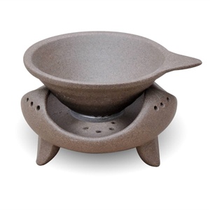 【大彬堂】茶具 青灰泥三足茶漏两件套