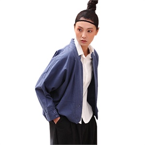INMAN茵曼女装 蝙蝠型 蝙蝠袖 蝙蝠袖 翻领 宽松小外套 821042084