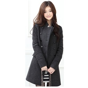 卉蕊 羊毛尼风衣 双排扣 经典版 大衣