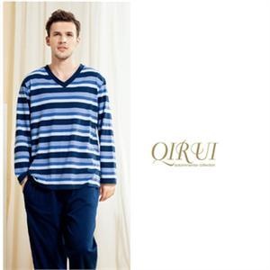 绮瑞家居服2011秋装纯棉男士休闲条纹时尚睡衣套装QC33158