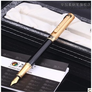 毕加索钢笔 PS-902绅士金夹镀金立雕铱金笔/墨水笔