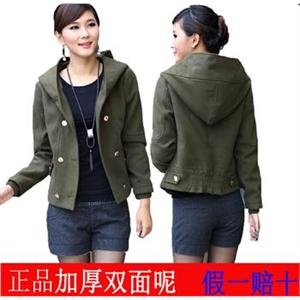 依山傍水韩版女式加厚双排扣羊绒呢子短款毛呢大衣外套XNR095