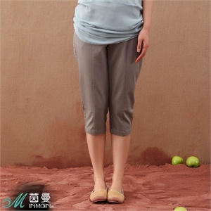 INMAN茵曼2012夏装新款U型拼接手插袋假后袋棉七分裤女822093317