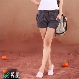 INMAN茵曼 夏装 纯色 宽松 修身直筒休闲短裤子女822090275