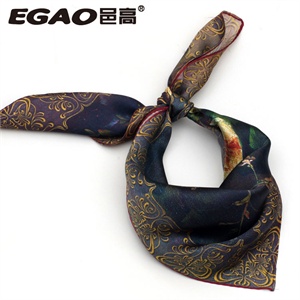 邑高EGAO正品 高档真丝喷绘油画加厚小方巾 21202