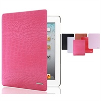 欧普瑞斯iPad 2代 超薄鳄鱼纹皮套/保护套/支架-玫红