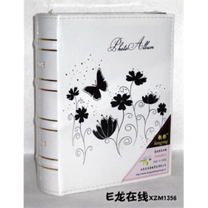 高档皮面相册 3R/5寸相册 200张黑色内芯插袋相册 花与蝴蝶