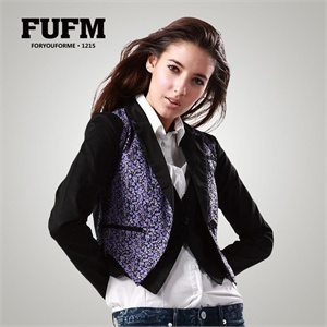 FUFM 新品 女士印花单扣长袖小西装 外套W10MFC006
