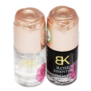 BK玫瑰精油指甲油62#番茄果酱红15ml+BK玫瑰精油指甲油03#亮油15ml 赠 美甲贴花一张 花样随机