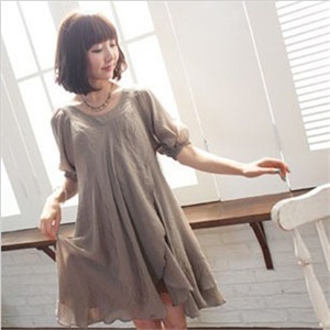 星崎舞2012夏装女装韩版雪纺连衣裙中袖孕妇连衣裙圆领裙子wm801