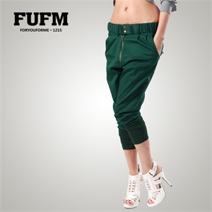 FUFM 女裤 新款 军绿色哈伦裤长裤 女 热销款W10UFA033