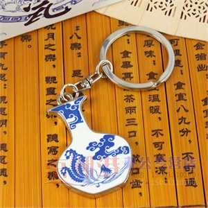 中国风 青花瓷 钥匙扣花瓶 中国特色礼品 创意钥匙圈