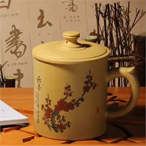 【茗臣尚品】宜兴紫 砂杯 梅花迎春杯 办公杯 原矿段泥