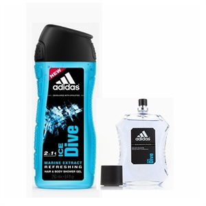 货到付款 adidas阿迪达斯男士香水100ml+活力沐浴露组合 冰点