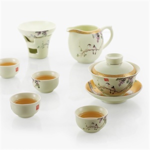【思喜】景德镇陶瓷礼品 功夫茶具套装 盖碗 满园春色 CJ-D066