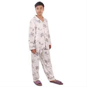 乔安纯棉长袖情侣套装男士家居服B-4004灰XL
