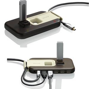 Belkin贝尔金 F5U307zhBRN 桌面式高速USB2.0 7口集线器(褐)